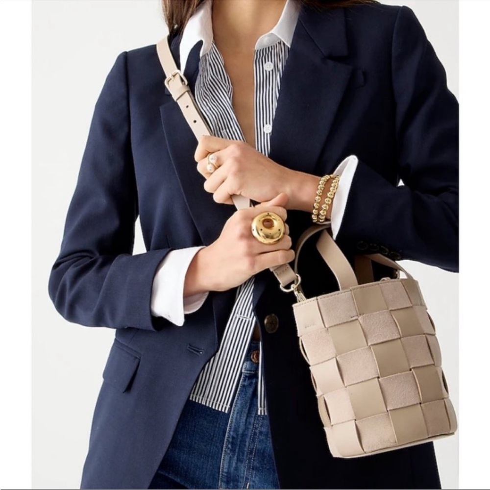 J. Crew • Woven Bucket Bag in Leather and Suede